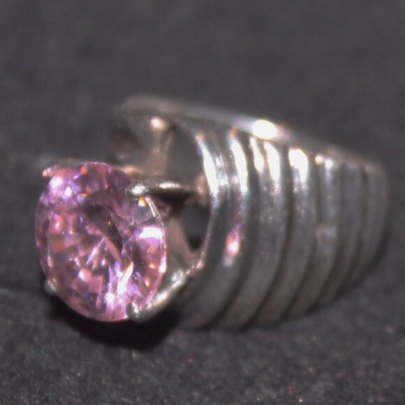 925 Sterling Large Pink Sapphire Wide Shrimp Statement Cocktail Ring - Picture 4 of 10